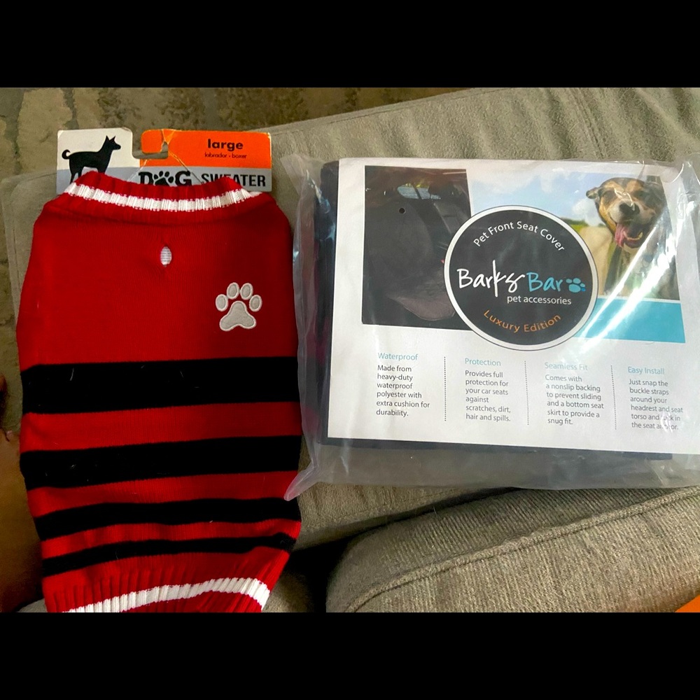 Pet seat cover and sweater bundle